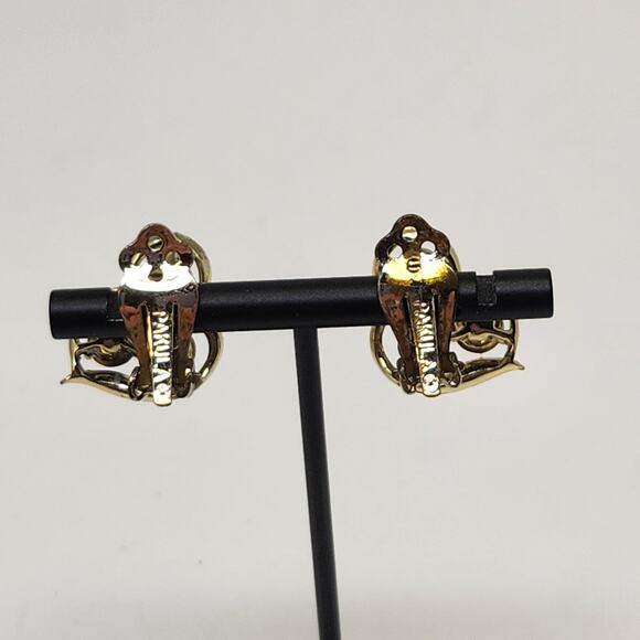 Pakula Cluster Brown Aurora Borealis Crystal Clip On Earrings Gold Tone Vintage - Picture 4 of 7